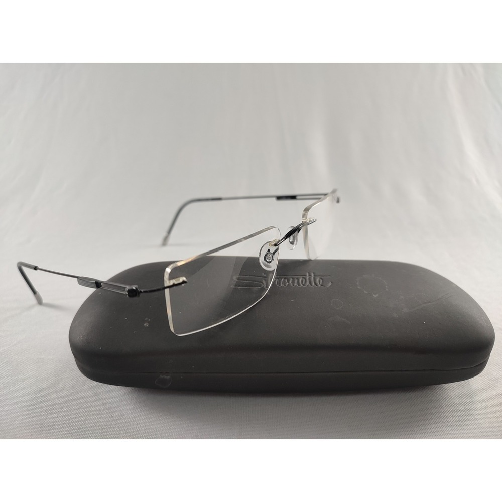 Silhouette‎ 7534 Titan Rimless Eyeglass Frames Black Titanium Austria 50mm Case